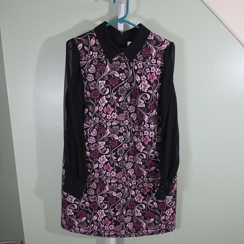 Nanette Lepore Women's Floral Fuchsia Kiss Moody Romance Shift Dress Size 10